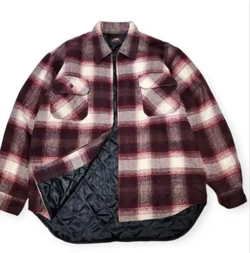 90s 00s 지퍼 옴브레 체크 셔츠 자켓
