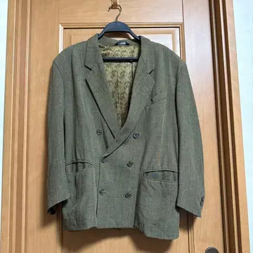 올리브 그린 더블 브레스트 자켓