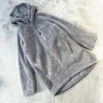 새상품급 [유니클로] (M) 후드 부착 롱 기장 보아 자켓 그레이 플리스