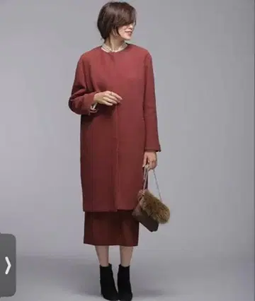 나노 유니버스 노카라 코트 사이즈 36 빨간색 벽돌색