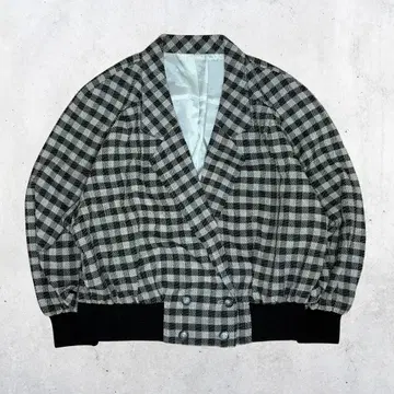 00's vintage 체크 무늬 더블 브레스트 자켓