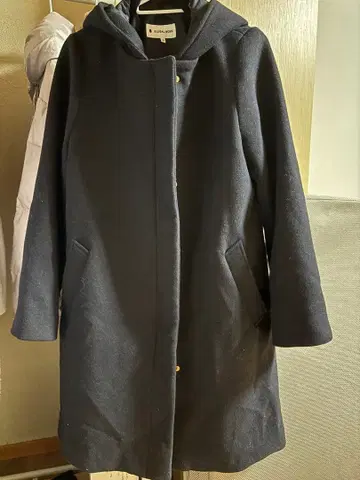 GLOBAL WORK 후드 부착 롱 코트 네이비 미사용