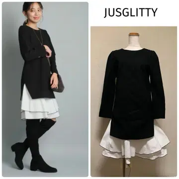 저스길리티 JUSGLITTY * 바이컬러 헴컷 원피스1