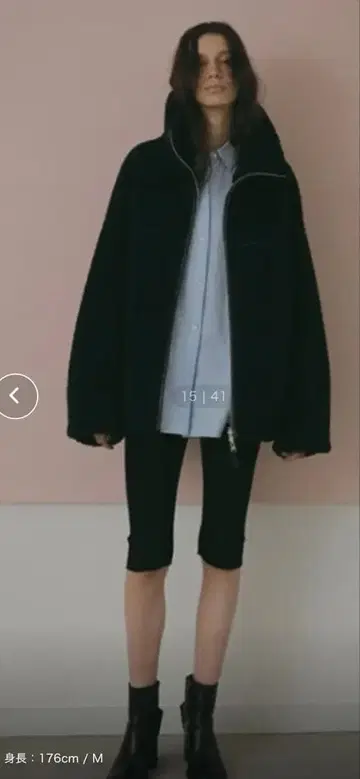 ETRE TOKYO 리버서블 보아 블루종 네이비 M 사이즈