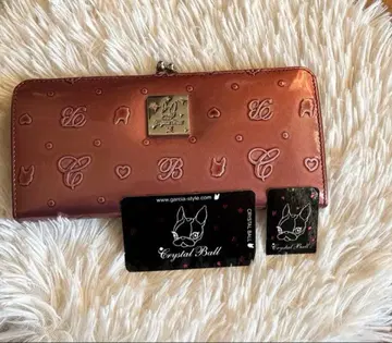 새상품급 Crystal Ball 크리스탈 볼 가마구치 장지갑 베이지 레드