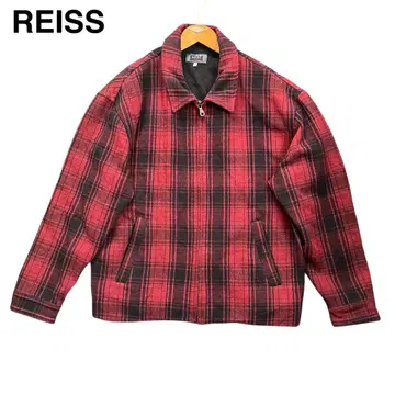 [ 레어 ] REISS 레드 x 블랙 체크 블루종 자켓 L 사이즈