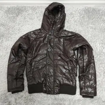 브라운 후드 부착 자켓