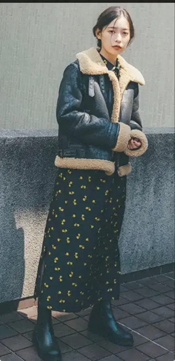 Spick and Span 에비에이터 블루종 아쿠츠 유리 에