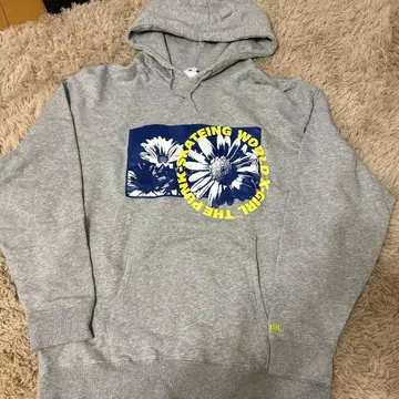 X-GIRL 꽃무늬 프린트 맨투맨 후드티 그레이