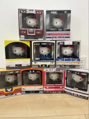 헬로키티 기차 디자인 피규어 9체 세트 전철 키티