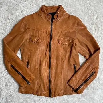 캐시 제인 라무 가죽 자켓 워시드 가공