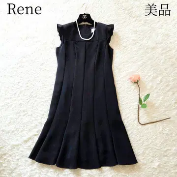 새상품급 르네 프릴 소매 플레어 원피스 블랙 고급 포멀 36