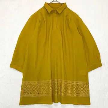 7부 소매 튜닉 레이스 장식 (LL) 빅 사이즈 루즈핏 개더 소매 버튼