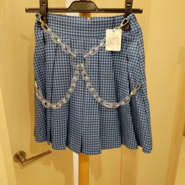 지뢰계 제이미 Ank 파랑과 검정 체크 무늬 플레어 스커트