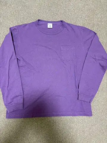 Champion 보라색 포켓 부착 긴팔 T셔츠 T1011