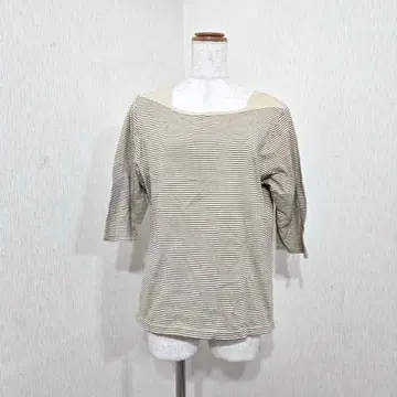 BHPC 보더 티셔츠 (LL) 7부 소매 면 100% 베이지 계열 루즈핏