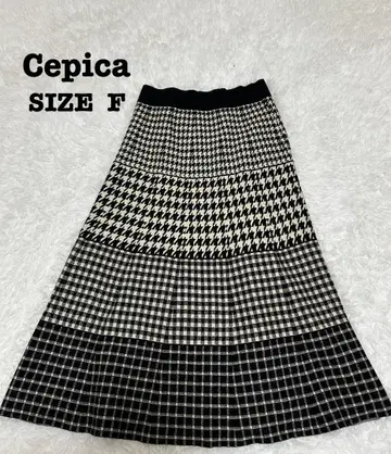 [인생샷 디자인] 세피카 니트 스커트 하운드투스 체크 F[415]