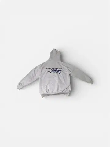 그레이 후드티 백 프린트 포함