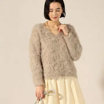 노리즈 WEB 한정판 샤기 V넥 풀오버 니트