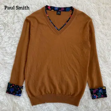 폴스미스 이소재 믹스 니트 스웨터 꽃무늬 브라운 브라운 계열 M