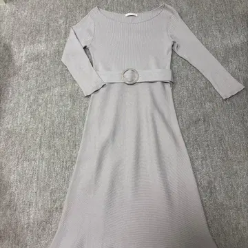PROPORTION 리브 긴팔 니트 원피스 라이트 그레이