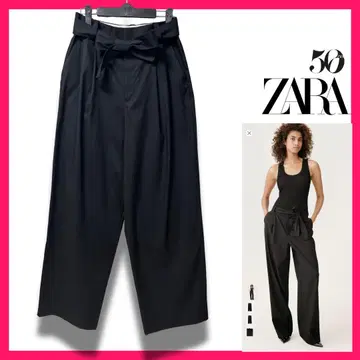 [ 미사용 새상품 ] ZARA 50 블랙 와이드 팬츠 XS