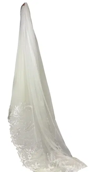 웨딩 베일 베일 신부 화이트 스팽글 꽃 자수 롱 베일