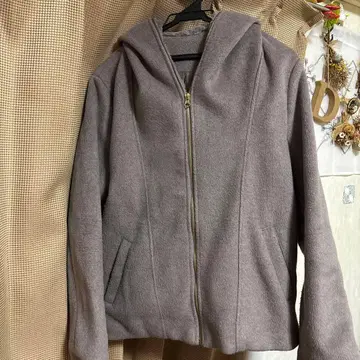 후드 부착 플리스 자켓 그레이