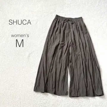 [슈카] 개더 와이드 팬츠 드레이프 허리밴딩 하이웨스트 [M] 새상품급