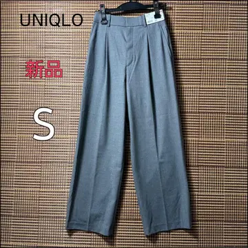 [ 택 포함 새상품 ] UNIQLO 턱 와이드 팬츠 그레이 S 하이웨스트