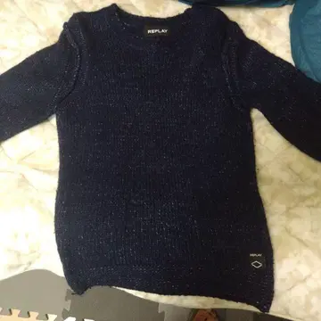 REPLAY 리사이클 소재 니트 스웨터 네이비
