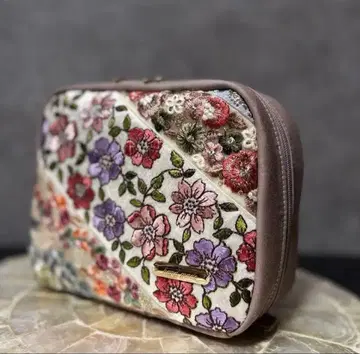 메이크업 파우치 인도 자수 리본 (꽃)