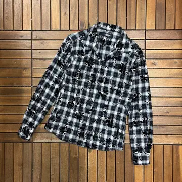 TORNADO MART 옴브레 셔츠 꽃무늬 펠트 플로키 프린트