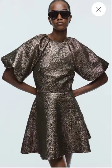 H&M_벌룬 슬리브 미니 원피스