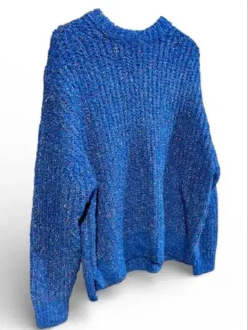 남성용 파랑 컬러풀 네프 털실 니트 스웨터 초 오버 사이즈