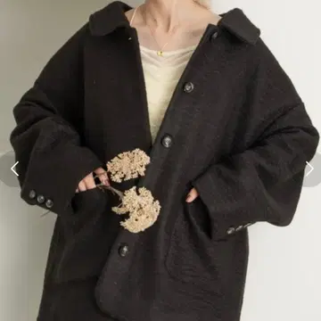 hinari 스테인리스 칼라 샤기 미들 코트