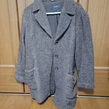 그레이 체스터 코트 울 혼방