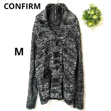 네이비 퍼 니트 가디건 두꺼운 원단 겉옷 블랙/화이트 M