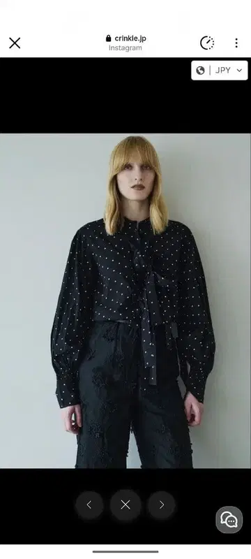 crinkle crinkle crinkle 리본 블라우스 도트 코튼