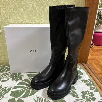 GRL 블랙 롱 부츠 통굽