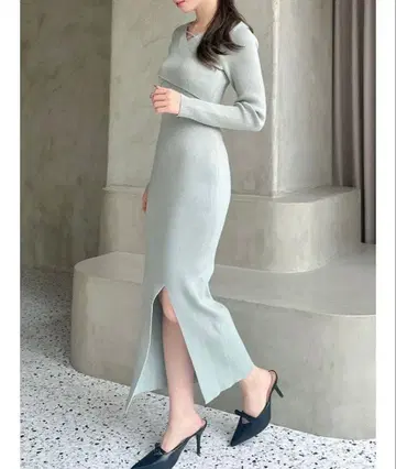 resexxy 더블 크로스 니트 원피스 민트