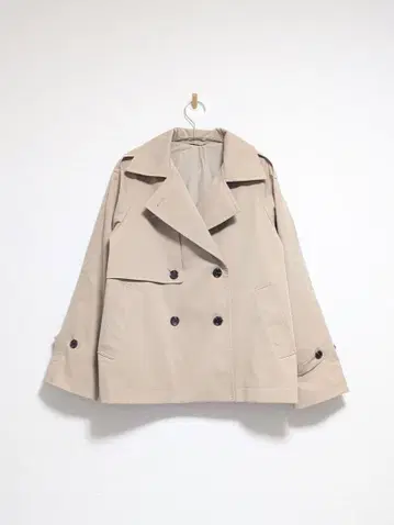 Gu 베이지 더블 브레스트 트렌치코트