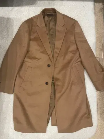 유니클로 브라운 더블 브레스트 체스터 코트