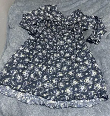 PhysicalDrop 세일러 튜닉 원피스 블루 로즈 패턴