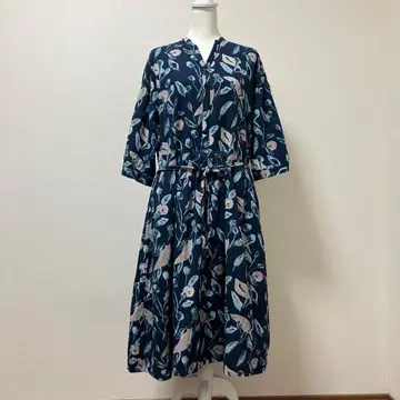 서브 스트리트 롱 원피스 꽃무늬 루즈핏 네이비 면 100% 가을 겨울