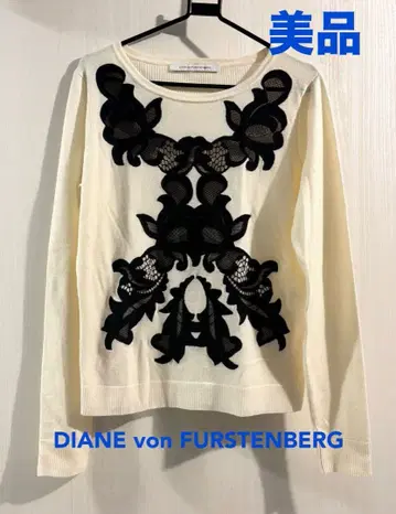 DIANE von FURSTENBERG 니트 상의 레이스 자수 겨울