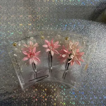 [새상품급] 핑크 꽃 머리 장식 3세트