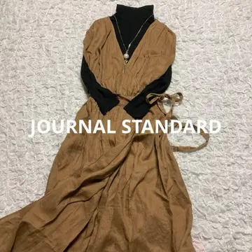 브라운 브라운 슬리브리스 롱 원피스 린넨