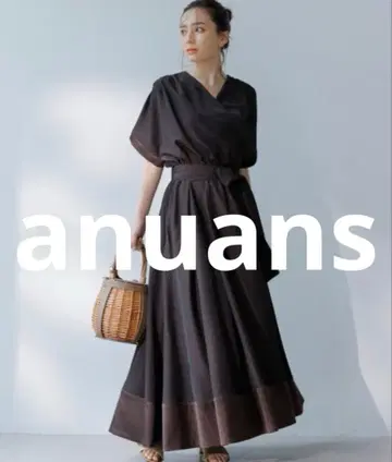 anuans 반팔 원피스 FREE 브라운 여성용