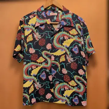 SUN SURF 드래곤 패턴 하와이안 셔츠 M 사이즈